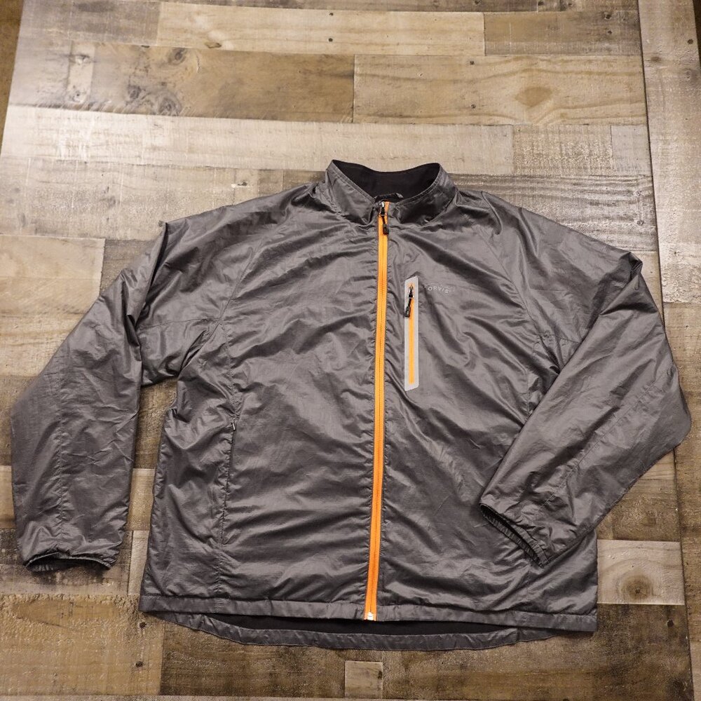 Orvis Trout‎ Bum Insulated Jacket Men’s XL Gray Orange Zip Lined Outdoor